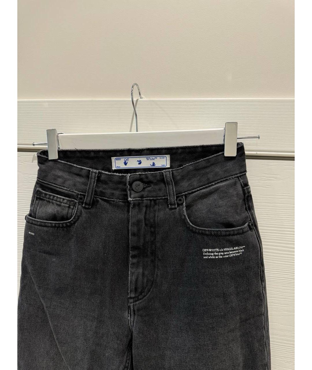 OFF-WHITE Черные хлопковые джинсы слим, фото 3