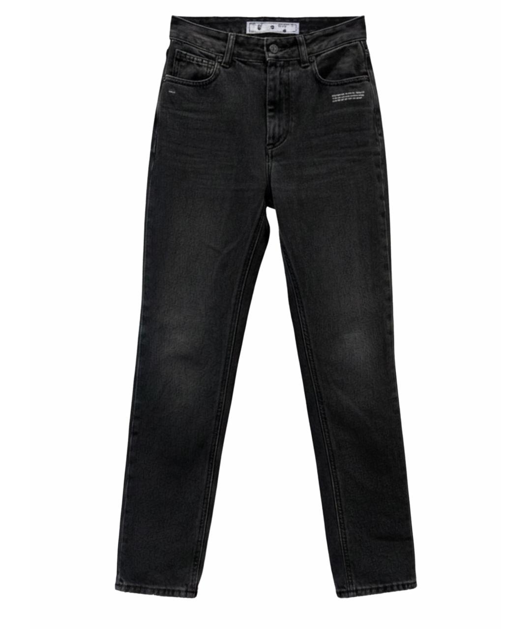 OFF-WHITE Черные хлопковые джинсы слим, фото 1