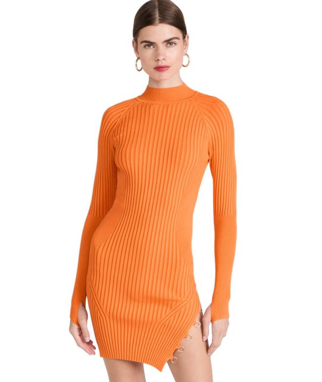 JACQUEMUS Оранжевое хлопковое повседневное платье, фото 6