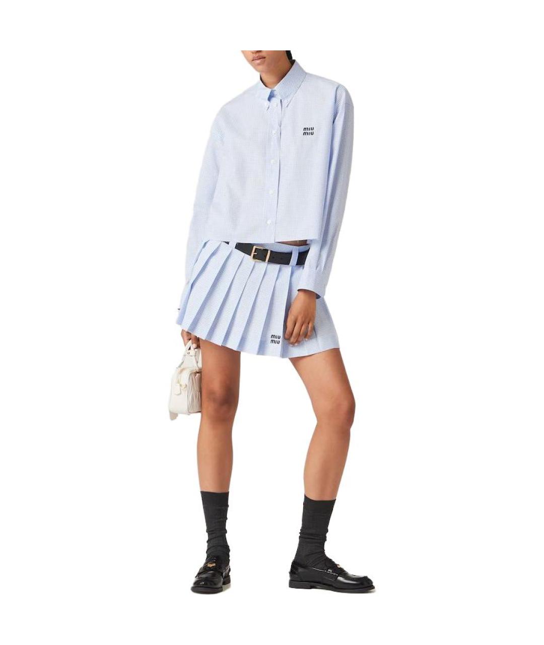 MIU MIU Голубая хлопковая рубашка, фото 4