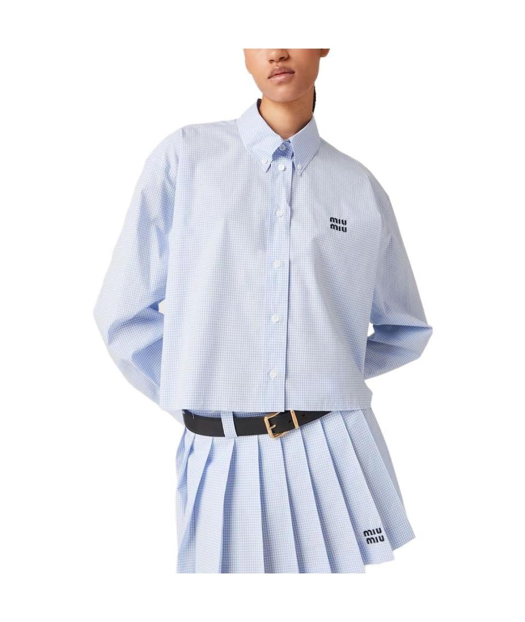 MIU MIU Голубая хлопковая рубашка, фото 2