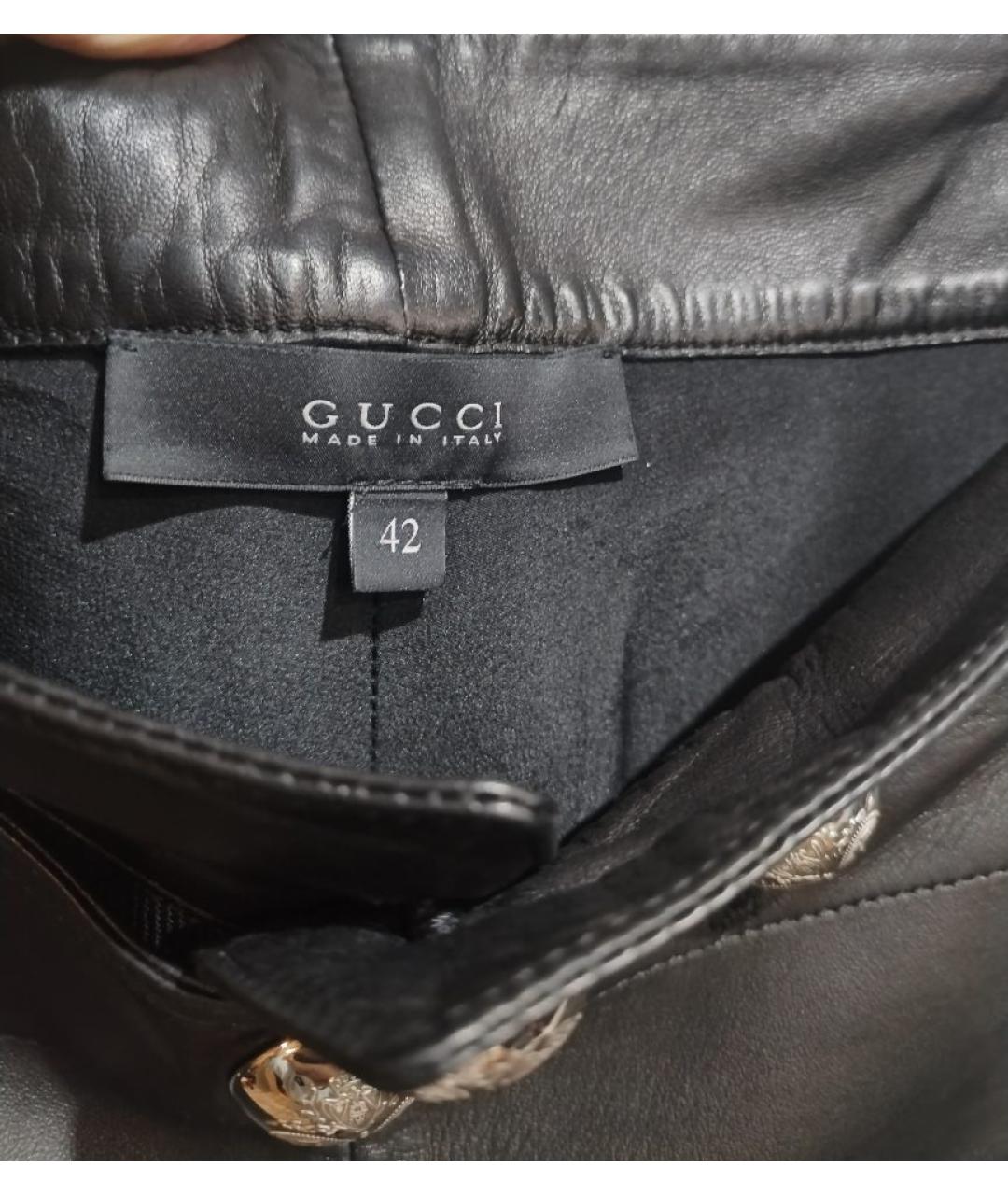 GUCCI Черные кожаные брюки узкие, фото 6