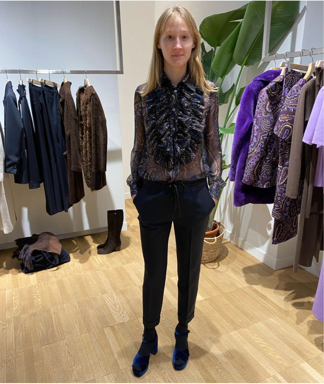 P.A.R.O.S.H. Темно-синие шерстяные прямые брюки, фото 4