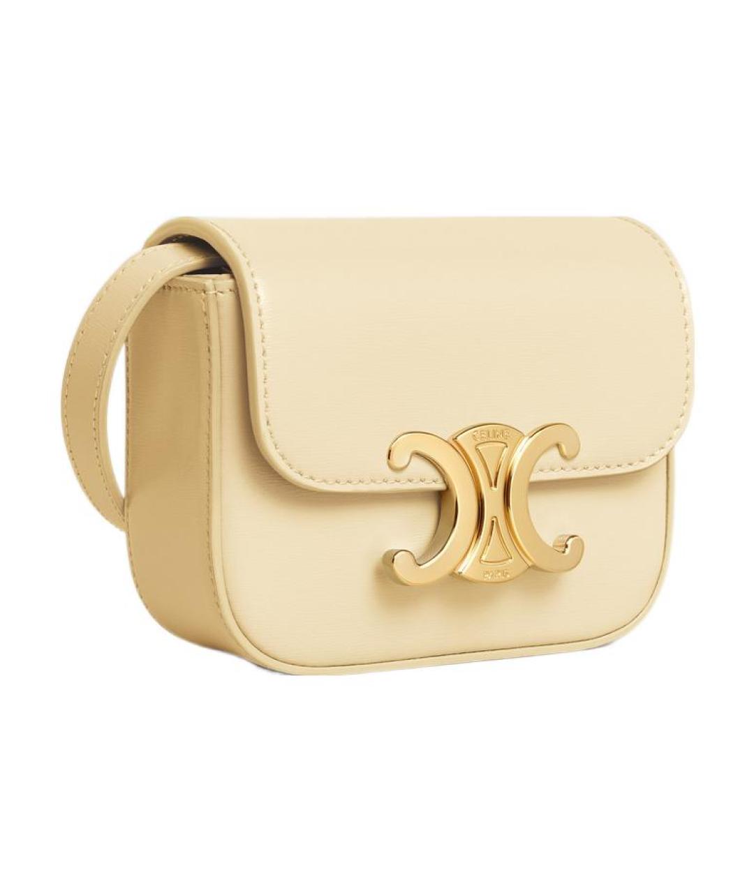 CELINE Желтая кожаная сумка через плечо, фото 2