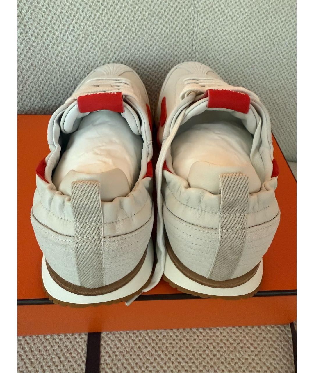 HERMES Белые кожаные кеды, фото 3