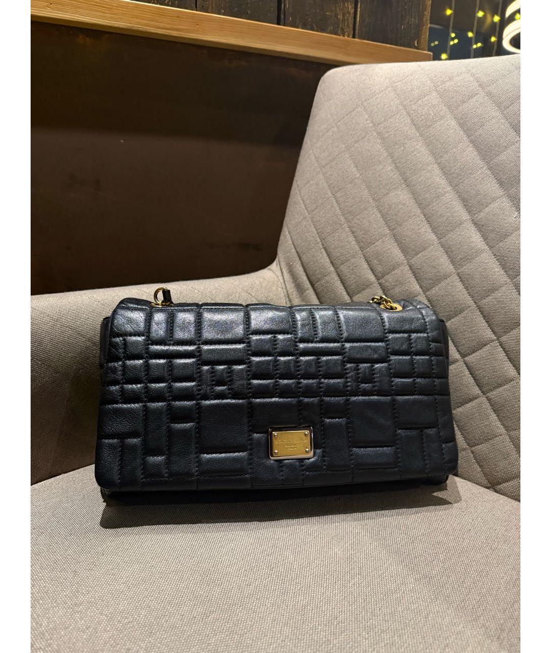 DOLCE&GABBANA Черная кожаная сумка через плечо, фото 9