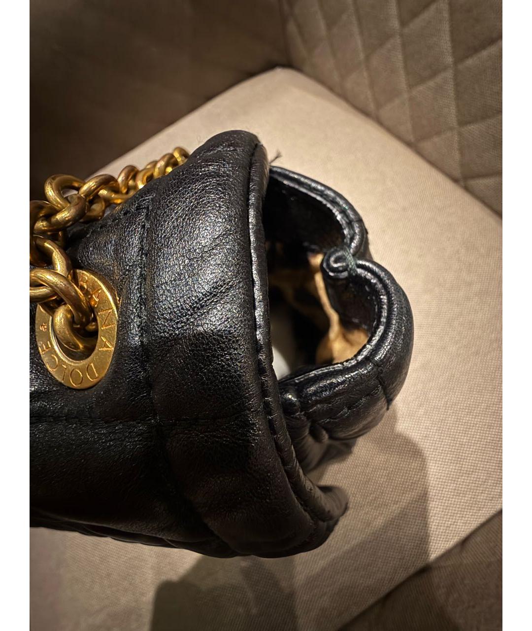 DOLCE&GABBANA Черная кожаная сумка через плечо, фото 6