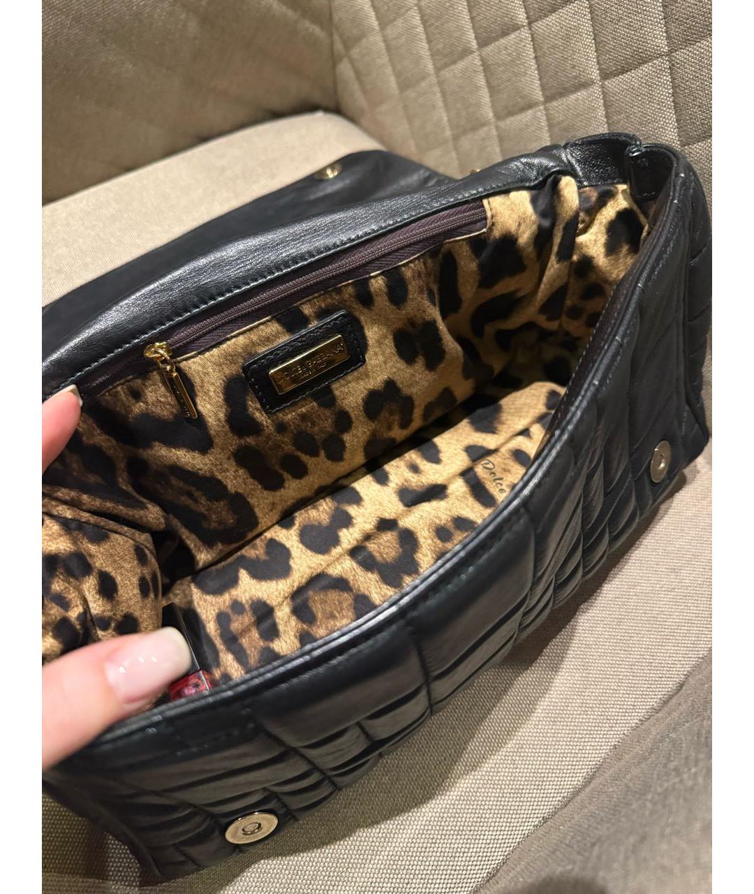 DOLCE&GABBANA Черная кожаная сумка через плечо, фото 4