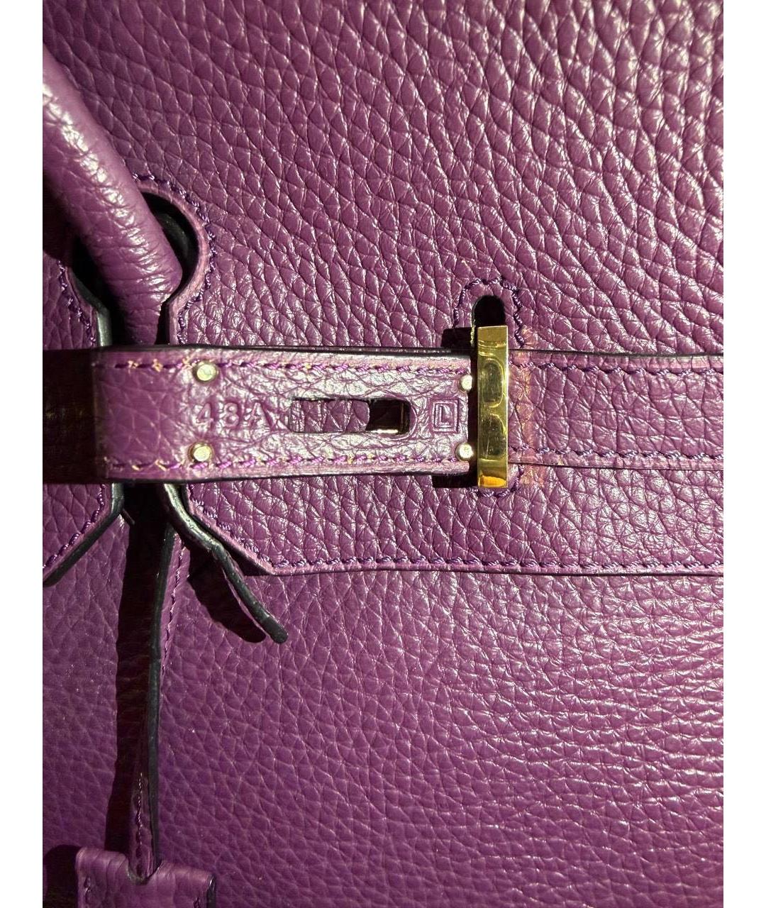 HERMES Фиолетовая кожаная сумка с короткими ручками, фото 3