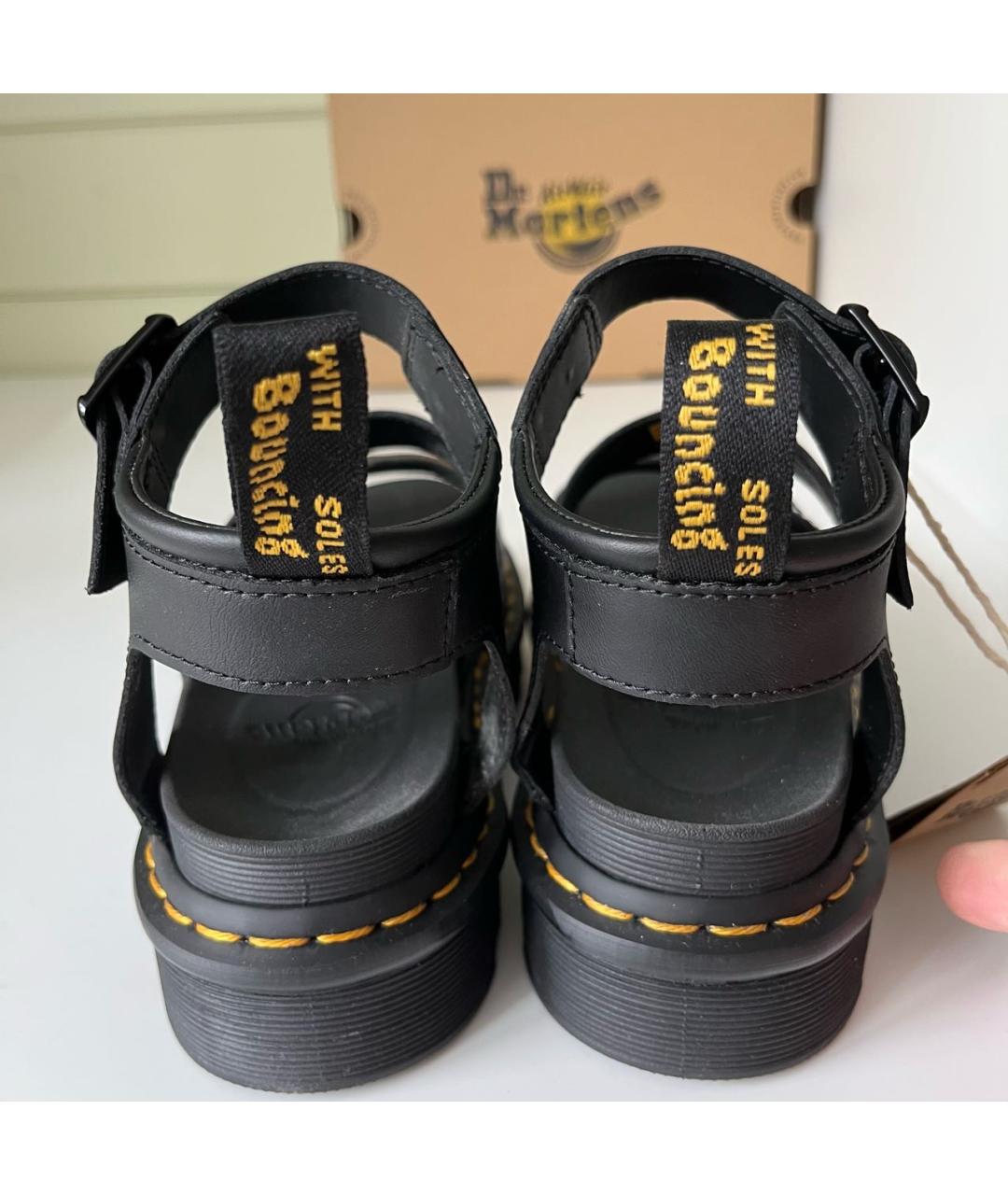 DR. MARTENS Черные кожаные сандалии, фото 4