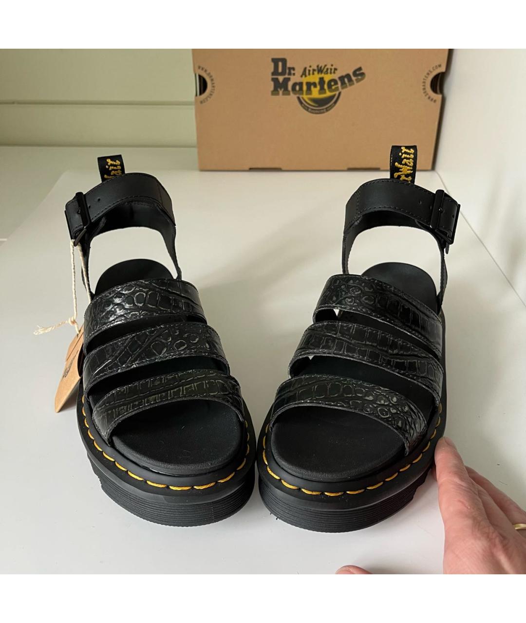 DR. MARTENS Черные кожаные сандалии, фото 5