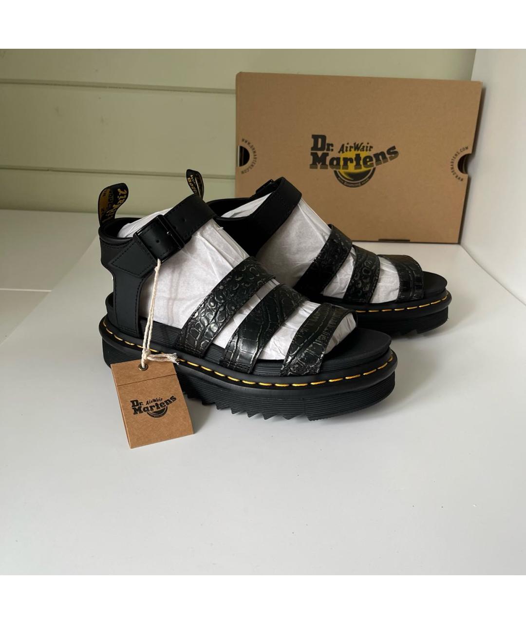 DR. MARTENS Черные кожаные сандалии, фото 9