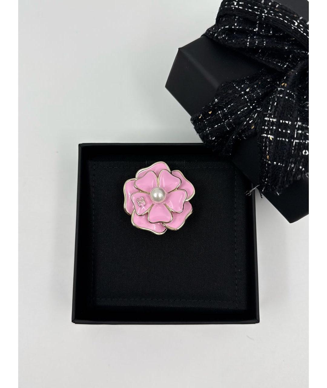 CHANEL Розовая металлическая булавка / брошь, фото 2