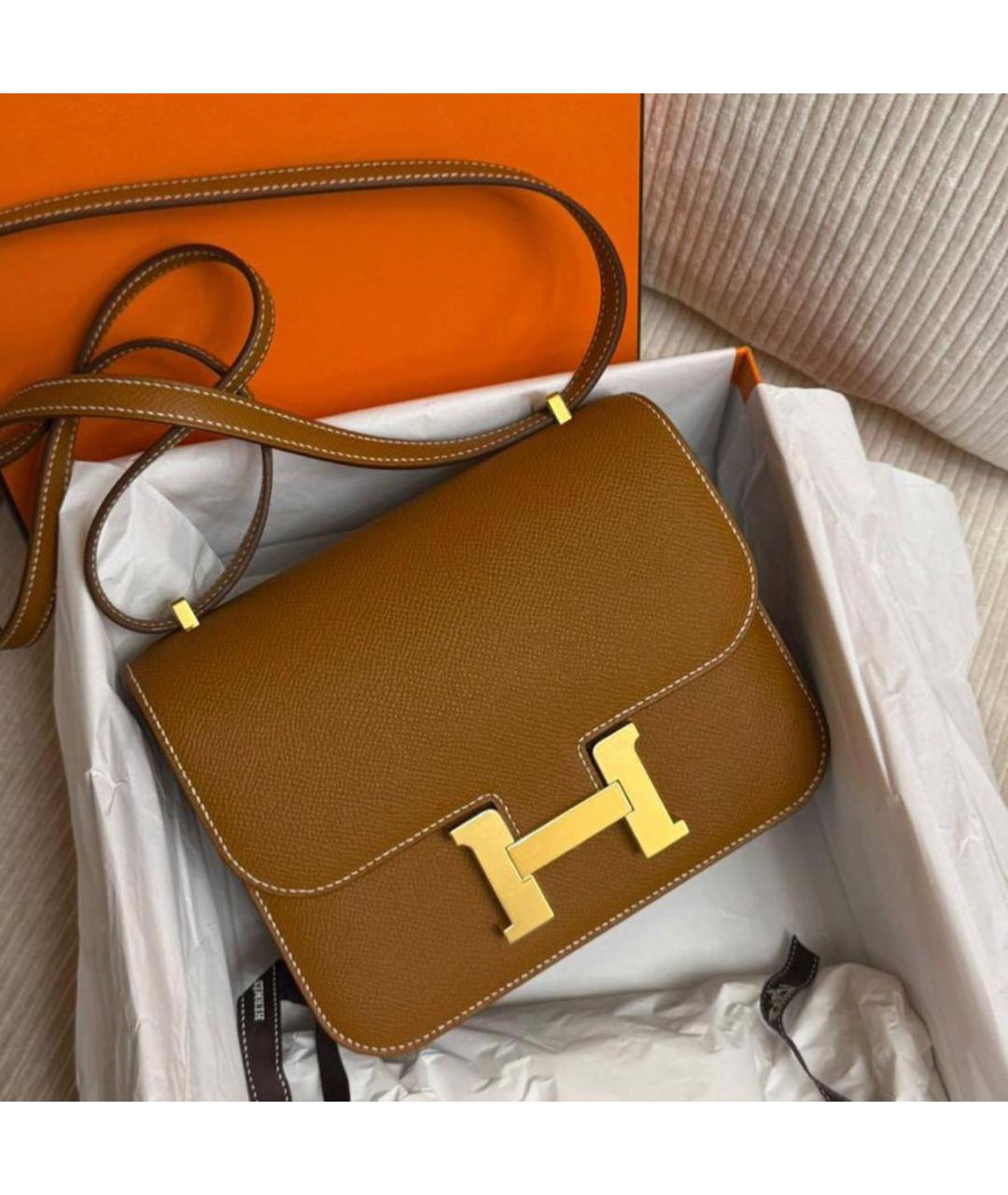 HERMES Коричневая кожаная сумка через плечо, фото 2