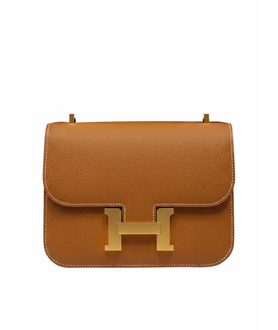 HERMES Коричневая кожаная сумка через плечо, фото 1