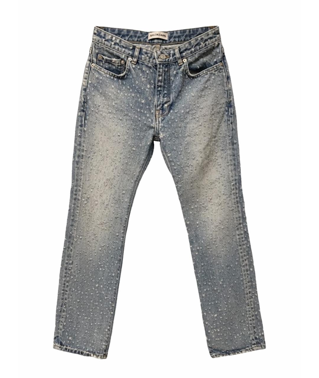 BALENCIAGA Голубые хлопковые прямые джинсы, фото 1