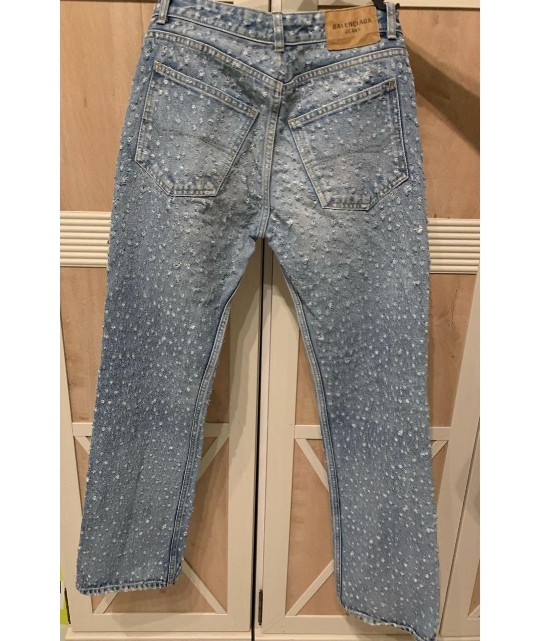 BALENCIAGA Голубые хлопковые прямые джинсы, фото 2