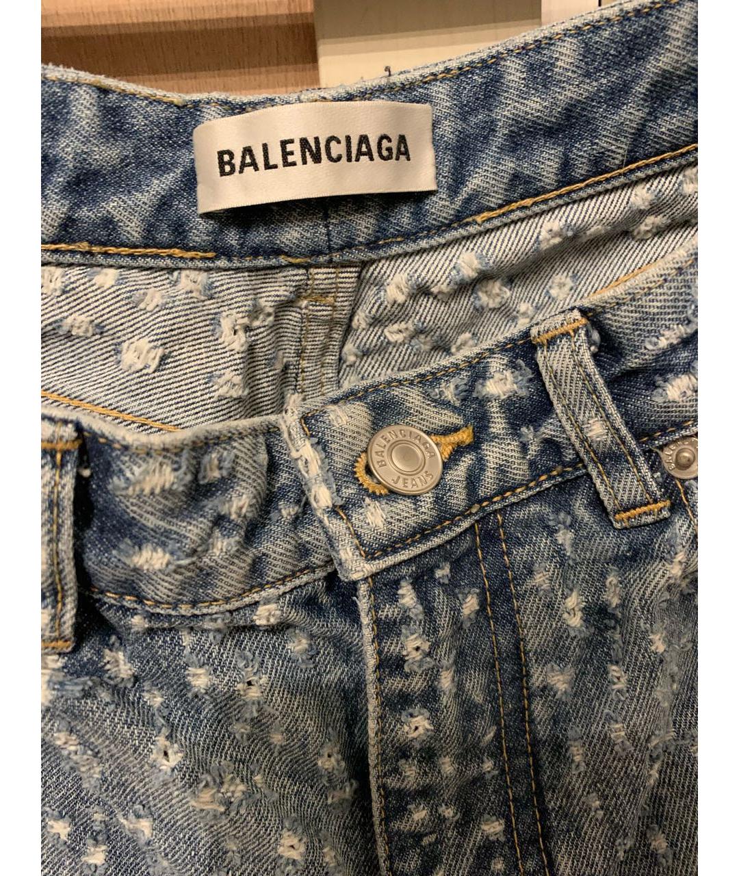 BALENCIAGA Голубые хлопковые прямые джинсы, фото 3