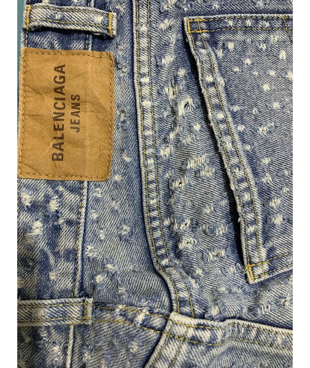 BALENCIAGA Голубые хлопковые прямые джинсы, фото 4