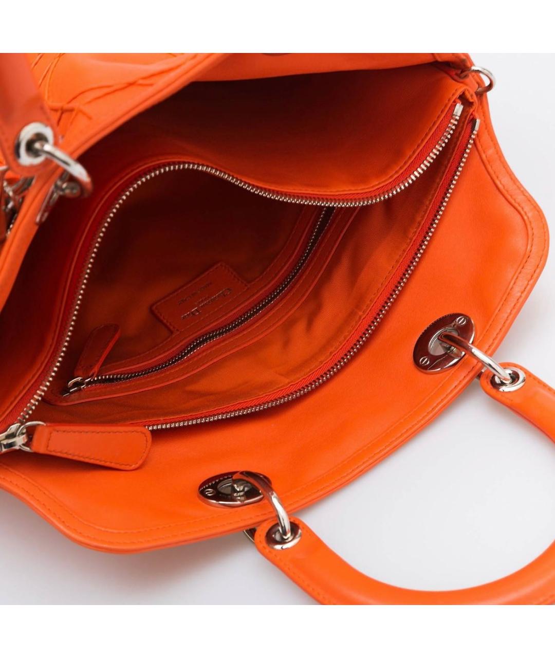 CHRISTIAN DIOR Оранжевая кожаная сумка через плечо, фото 4