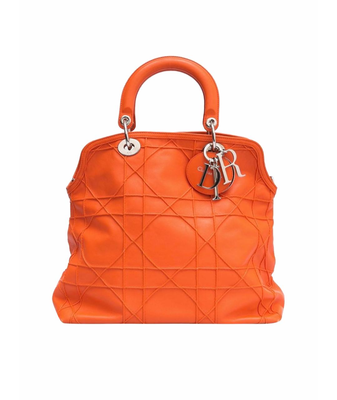 CHRISTIAN DIOR Оранжевая кожаная сумка через плечо, фото 1