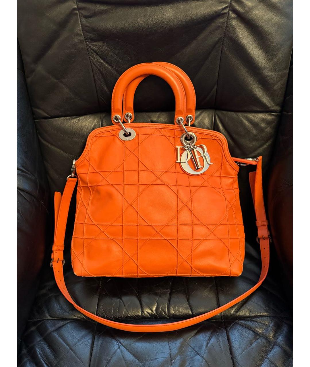 CHRISTIAN DIOR Оранжевая кожаная сумка через плечо, фото 2