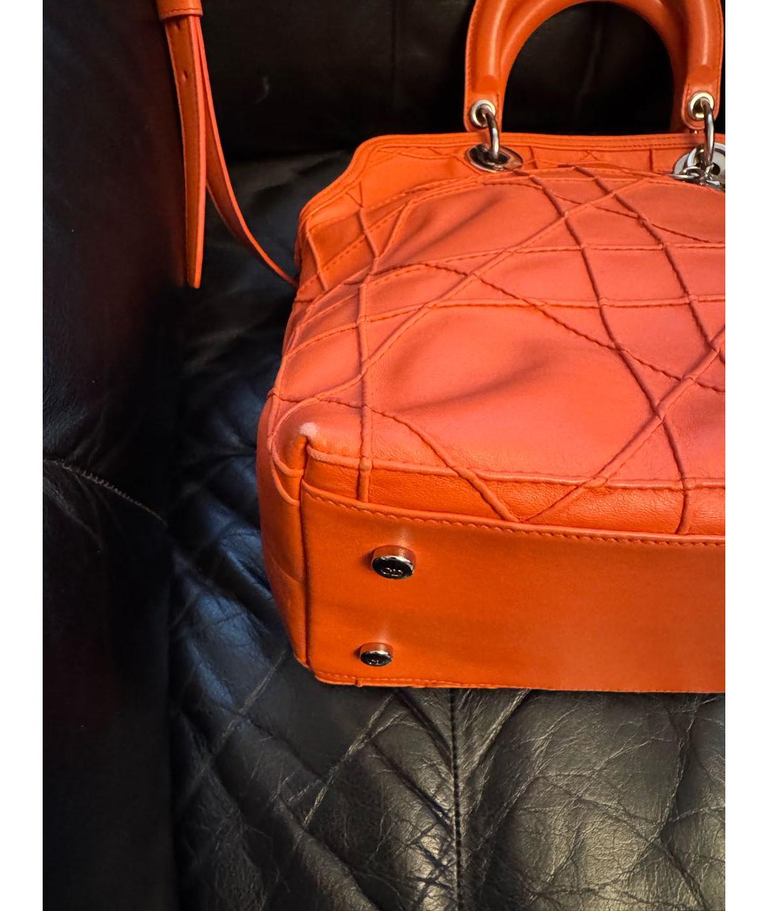 CHRISTIAN DIOR Оранжевая кожаная сумка через плечо, фото 7