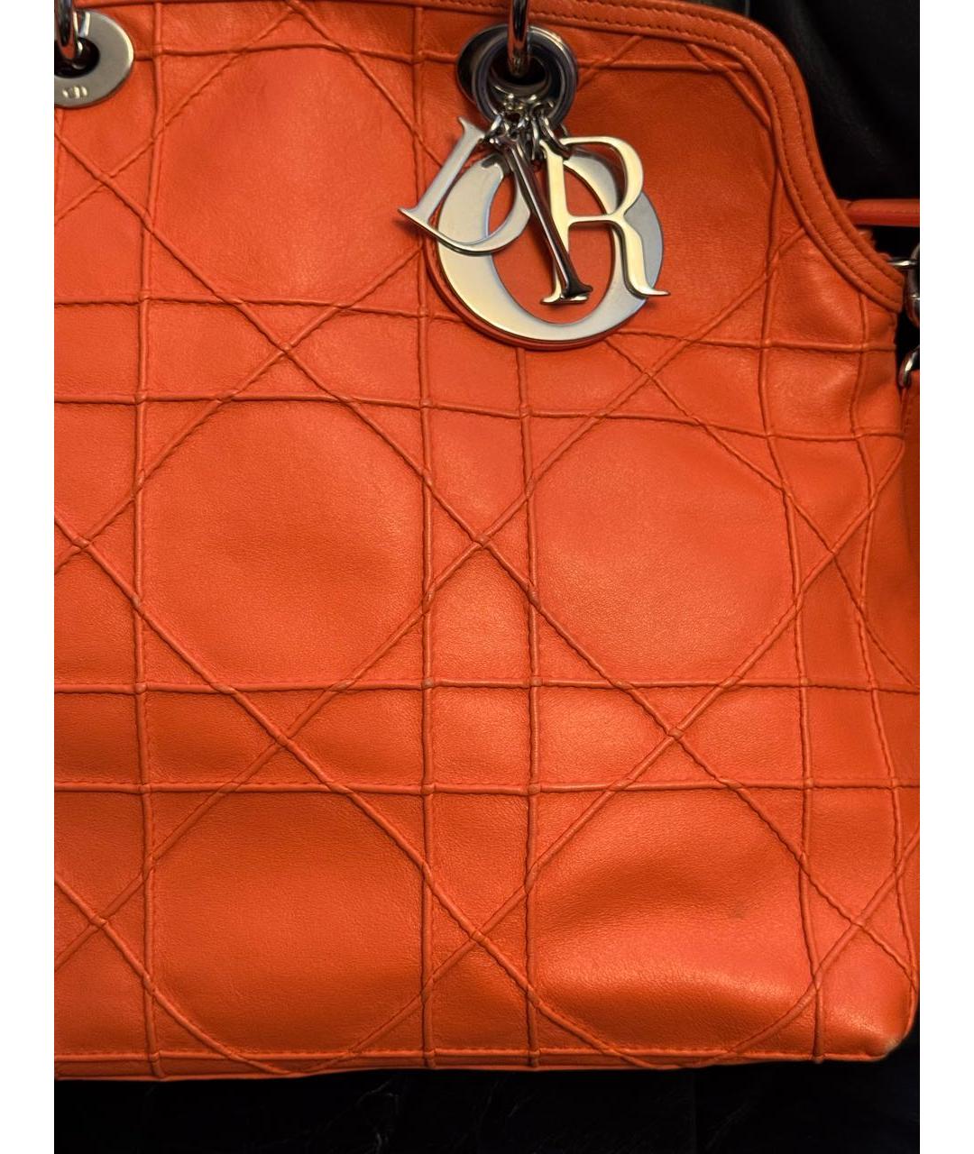 CHRISTIAN DIOR Оранжевая кожаная сумка через плечо, фото 5