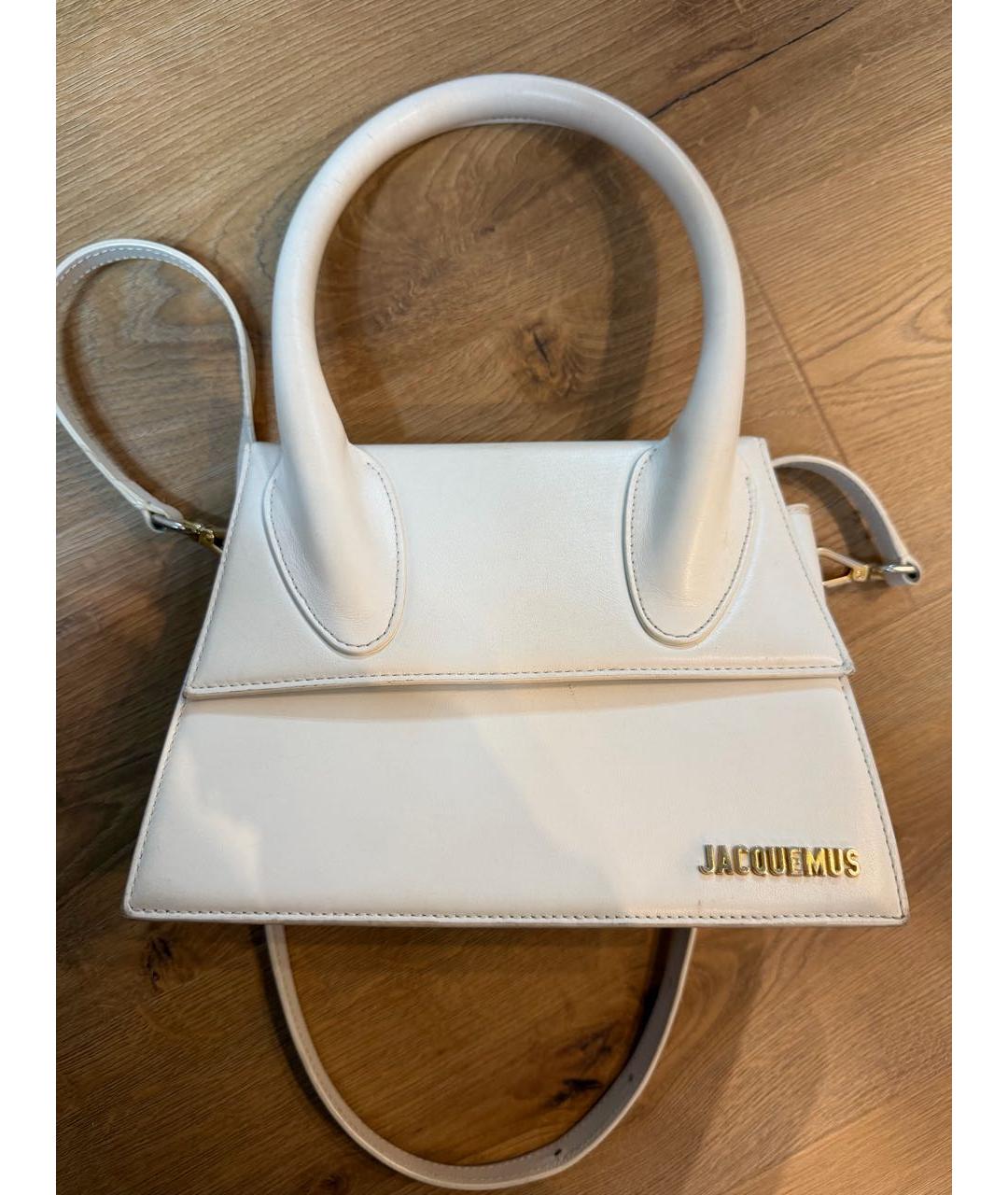 JACQUEMUS Белая кожаная сумка тоут, фото 5