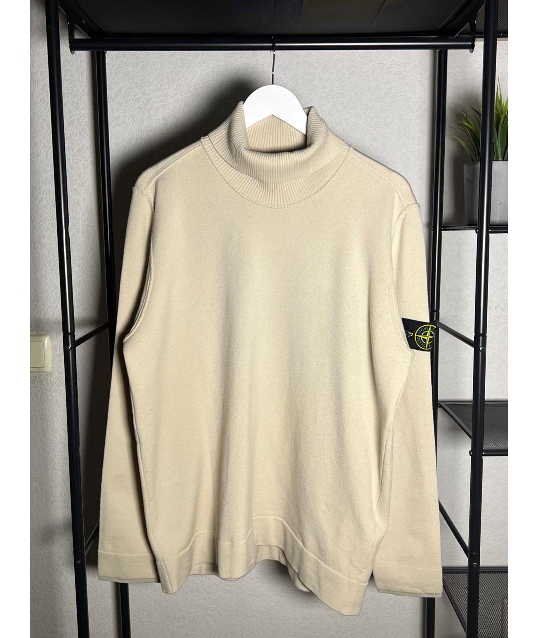 STONE ISLAND Бежевая шерстяная водолазка, фото 5