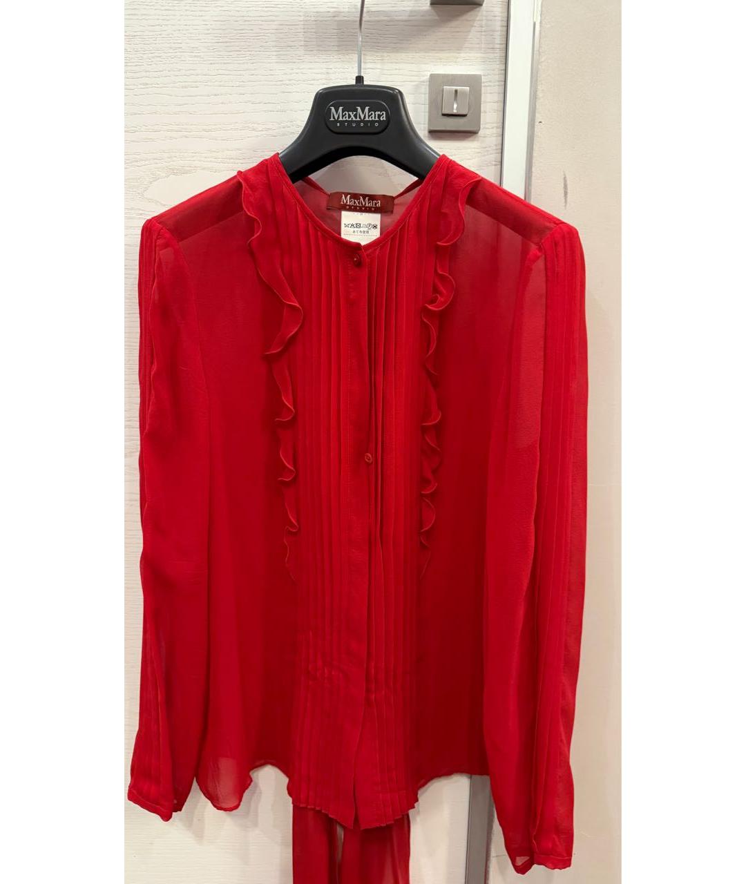 MAX MARA STUDIO Красная шелковая рубашка, фото 7