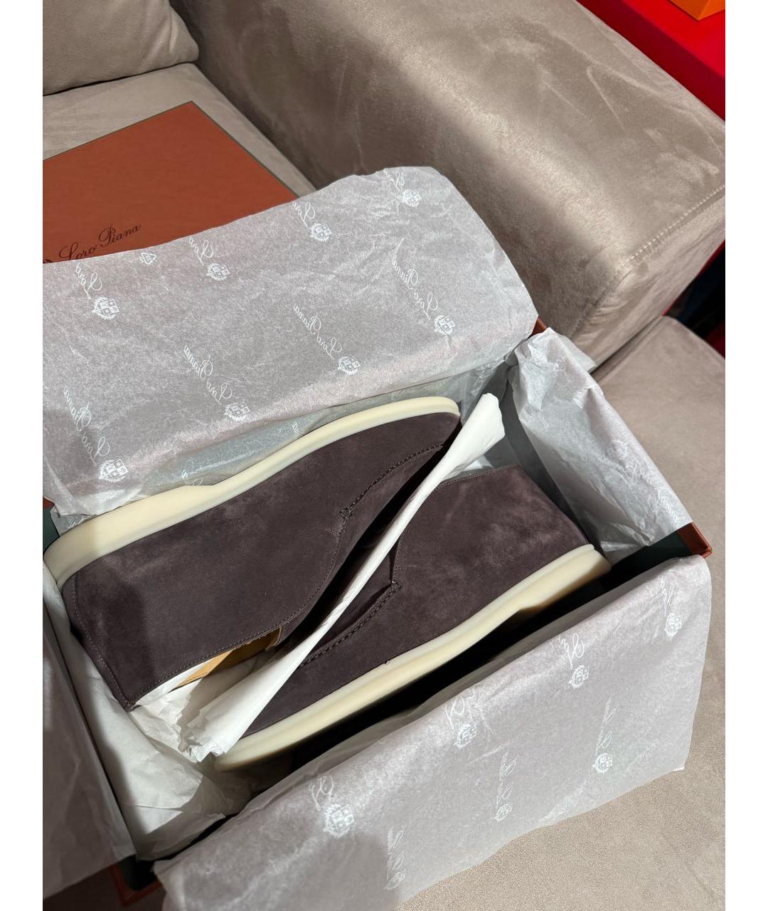 LORO PIANA Серые замшевые лоферы, фото 2