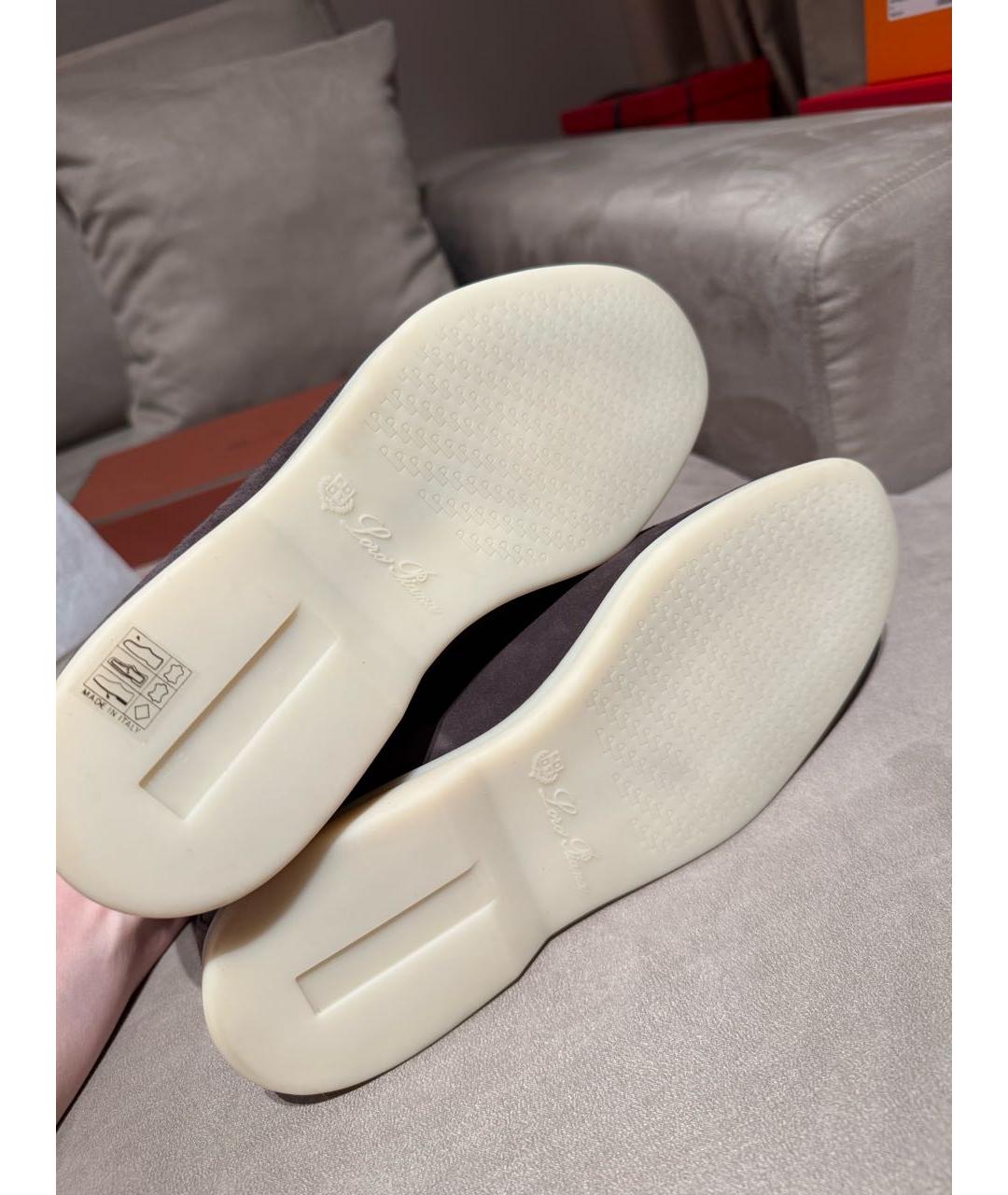 LORO PIANA Серые замшевые лоферы, фото 6