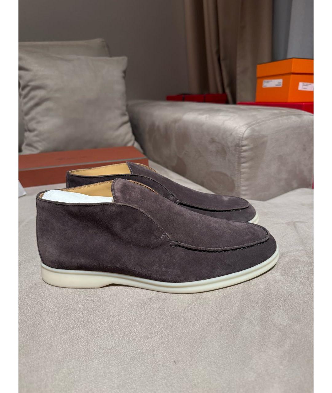 LORO PIANA Серые замшевые лоферы, фото 5