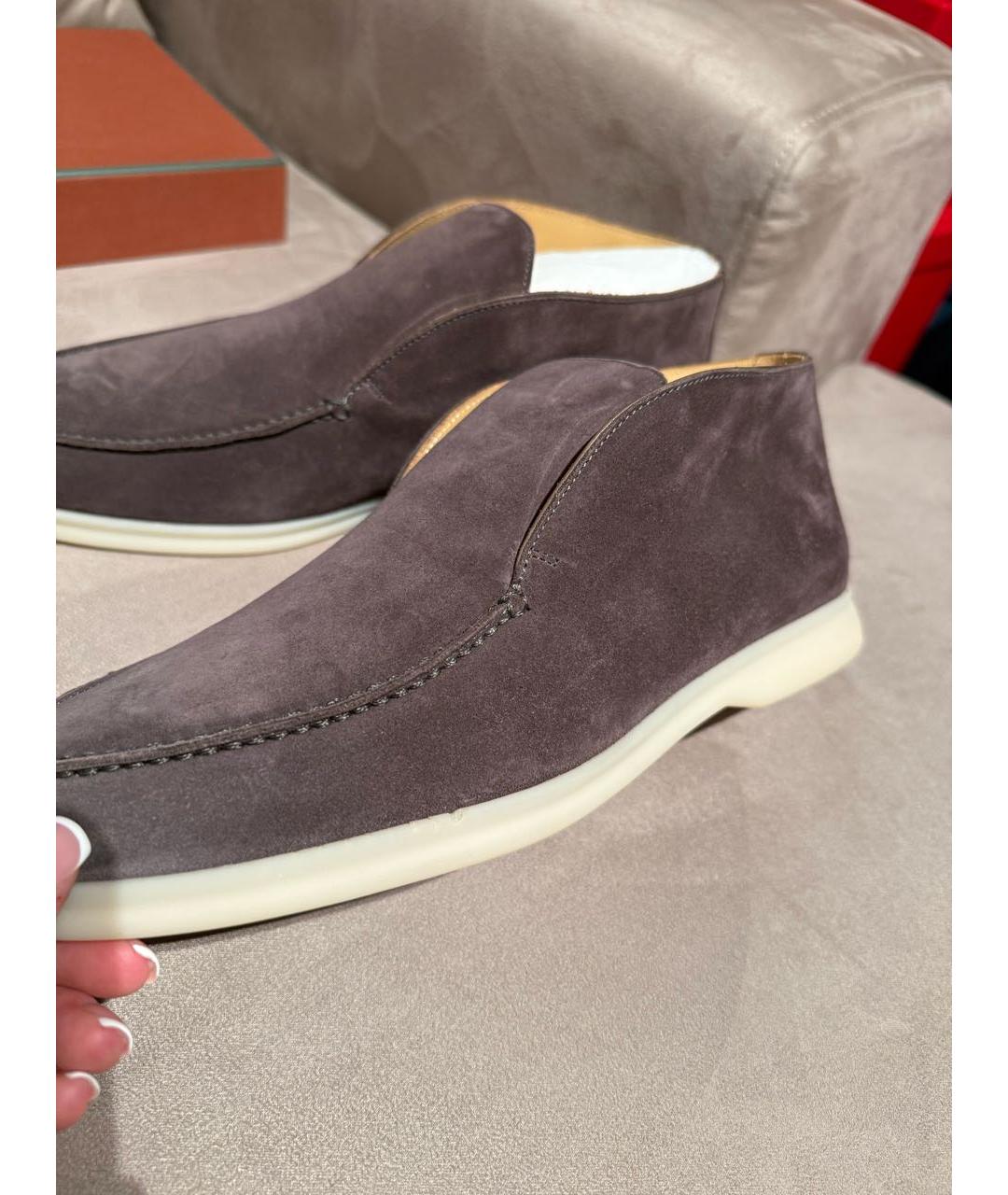LORO PIANA Серые замшевые лоферы, фото 7