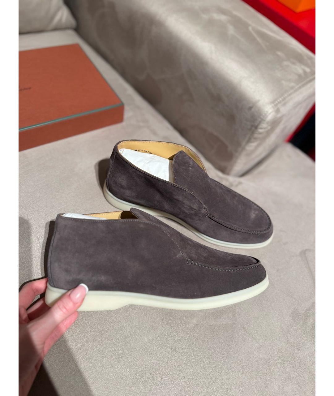 LORO PIANA Серые замшевые лоферы, фото 8
