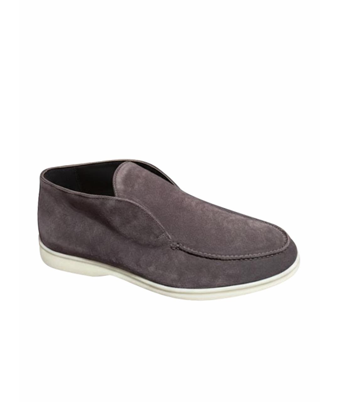 LORO PIANA Серые замшевые лоферы, фото 9