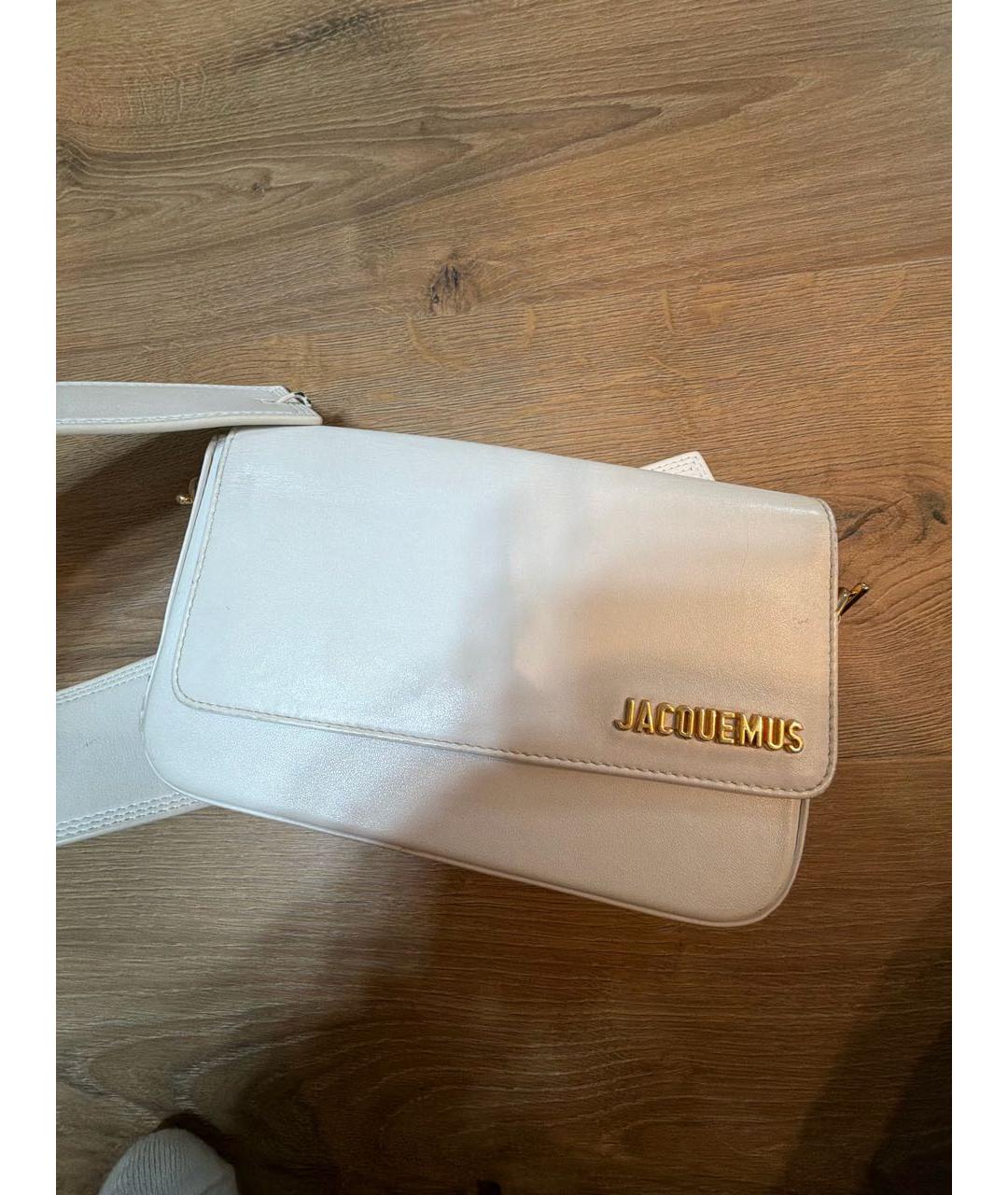 JACQUEMUS Белая кожаная сумка через плечо, фото 3