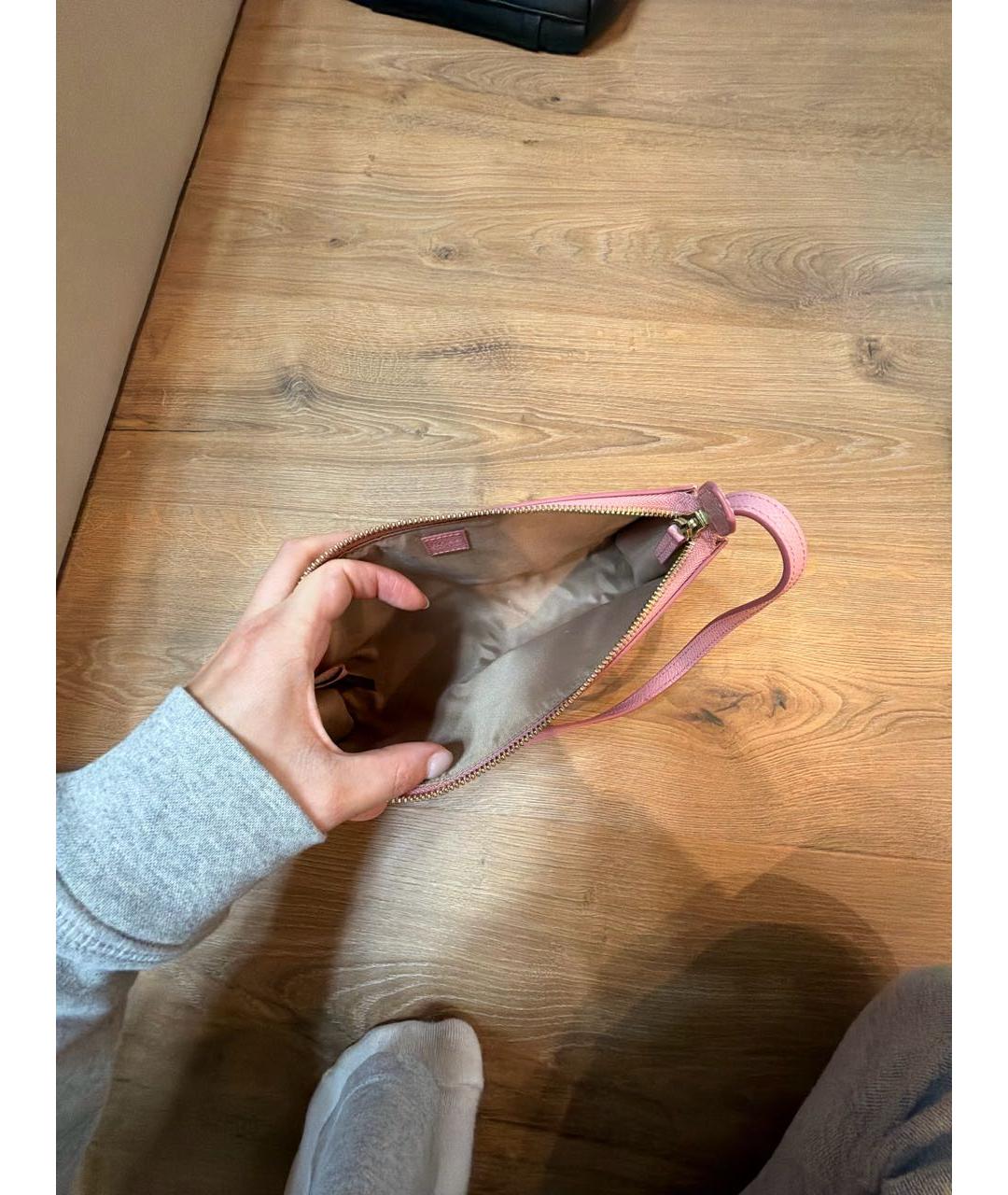 HUGO BOSS Розовая кожаная сумка с короткими ручками, фото 3