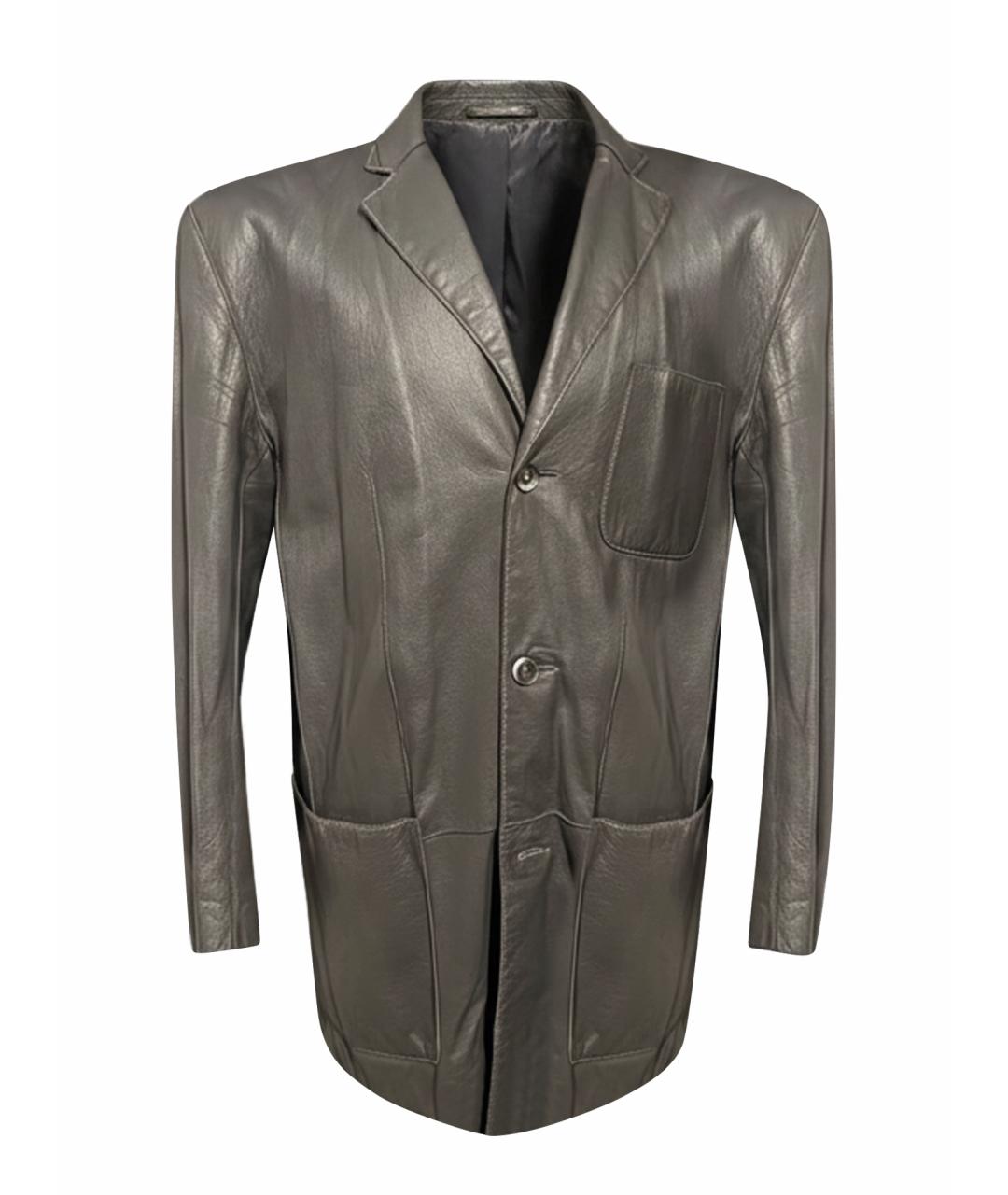 ICEBERG Серый кожаный пиджак, фото 1