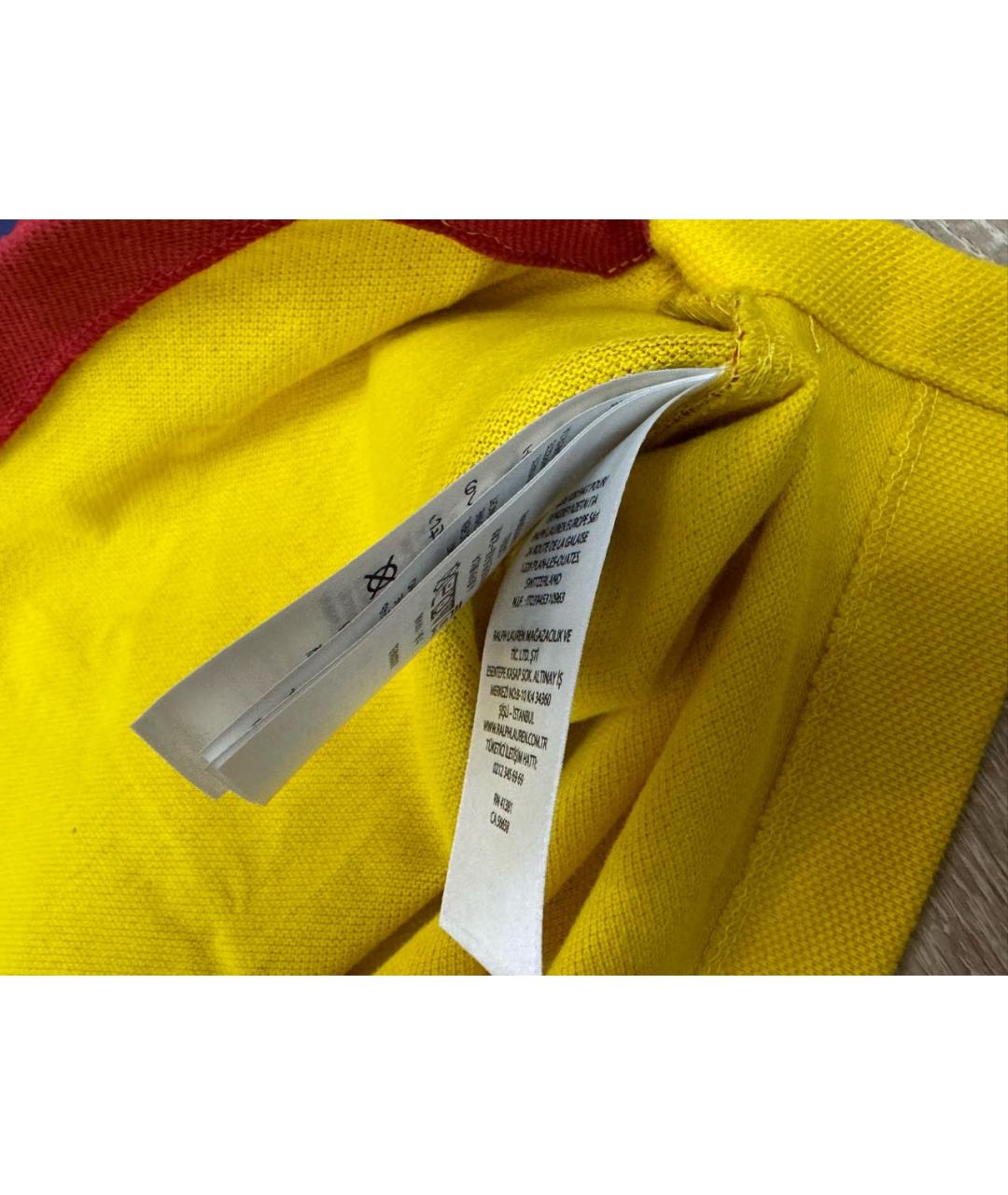 POLO RALPH LAUREN Желтое хлопковое поло с коротким рукавом, фото 5