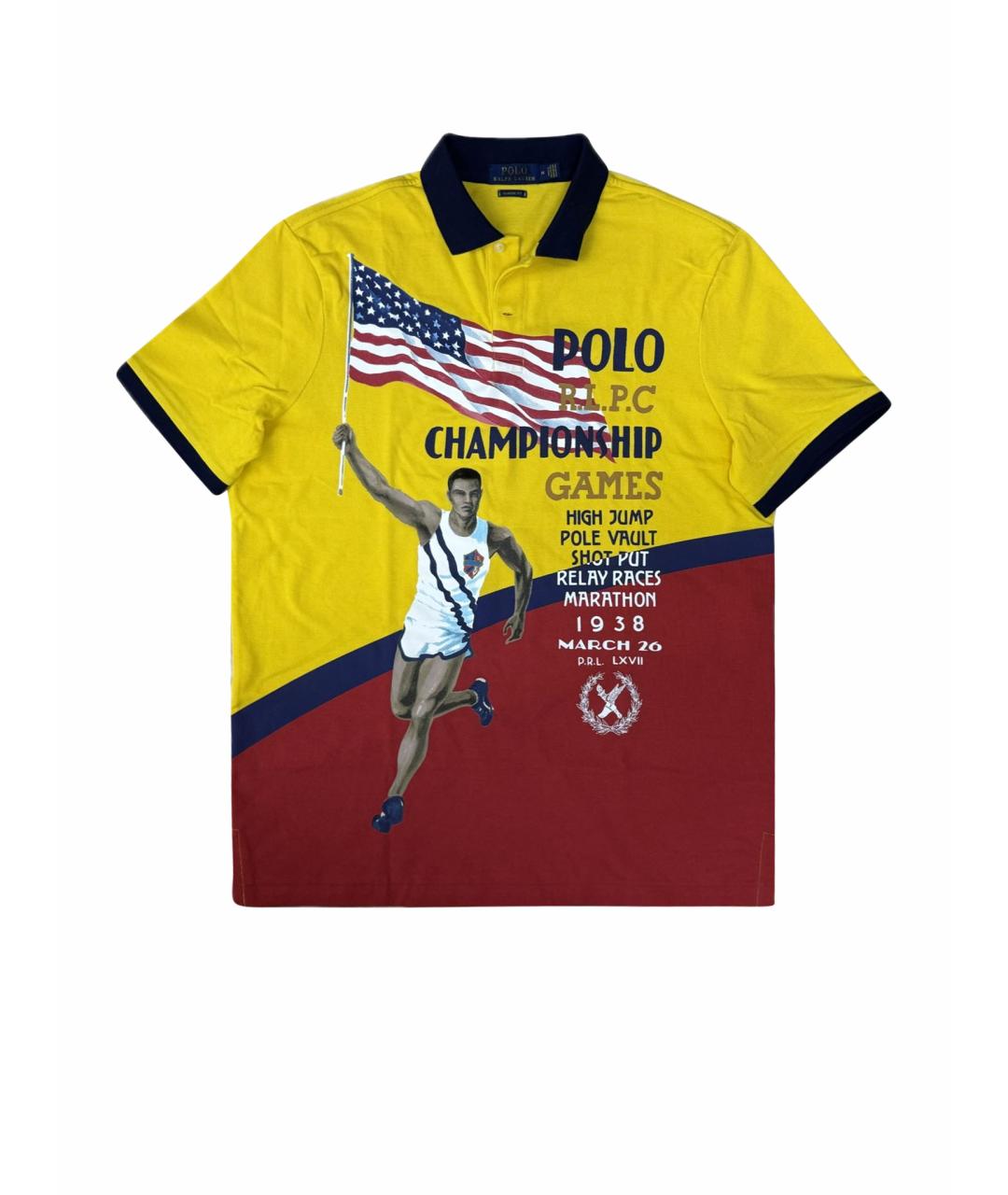 POLO RALPH LAUREN Желтое хлопковое поло с коротким рукавом, фото 1