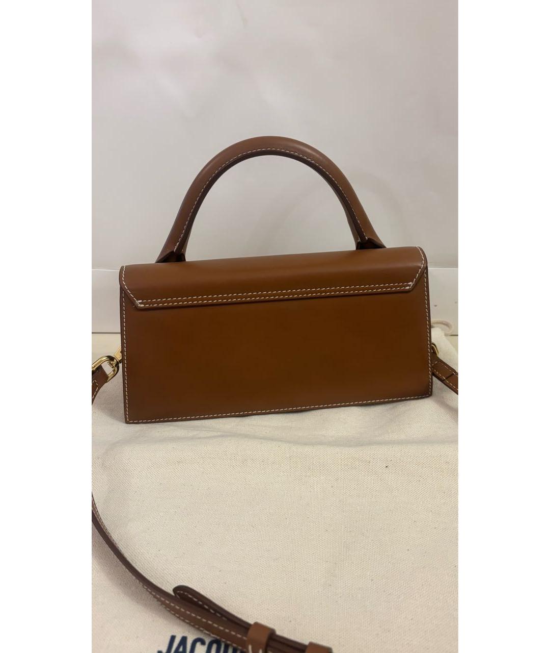 JACQUEMUS Коричневая кожаная сумка с короткими ручками, фото 6