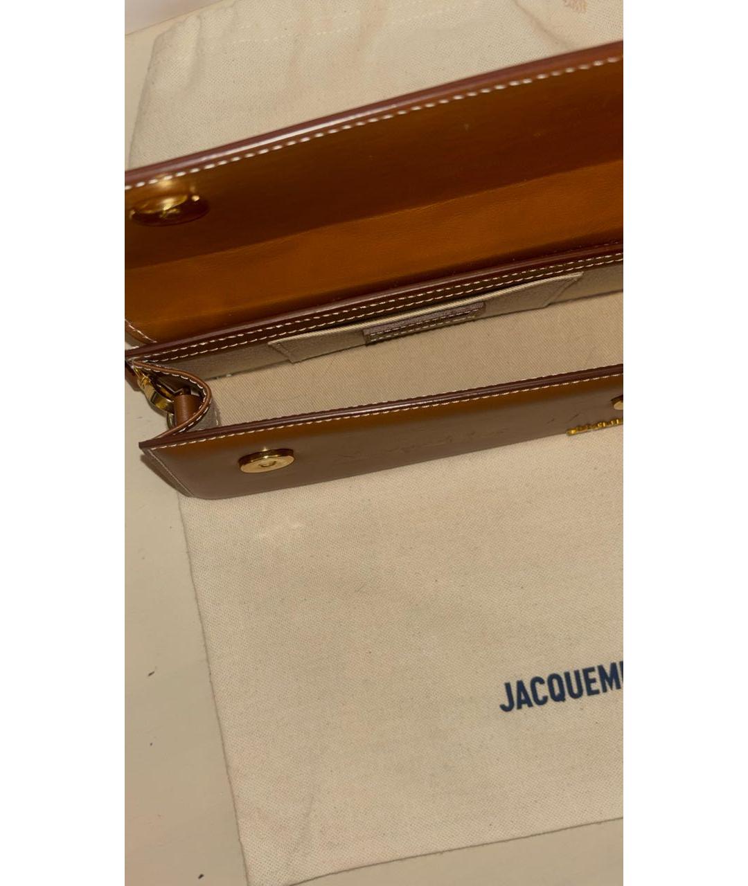 JACQUEMUS Коричневая кожаная сумка с короткими ручками, фото 3