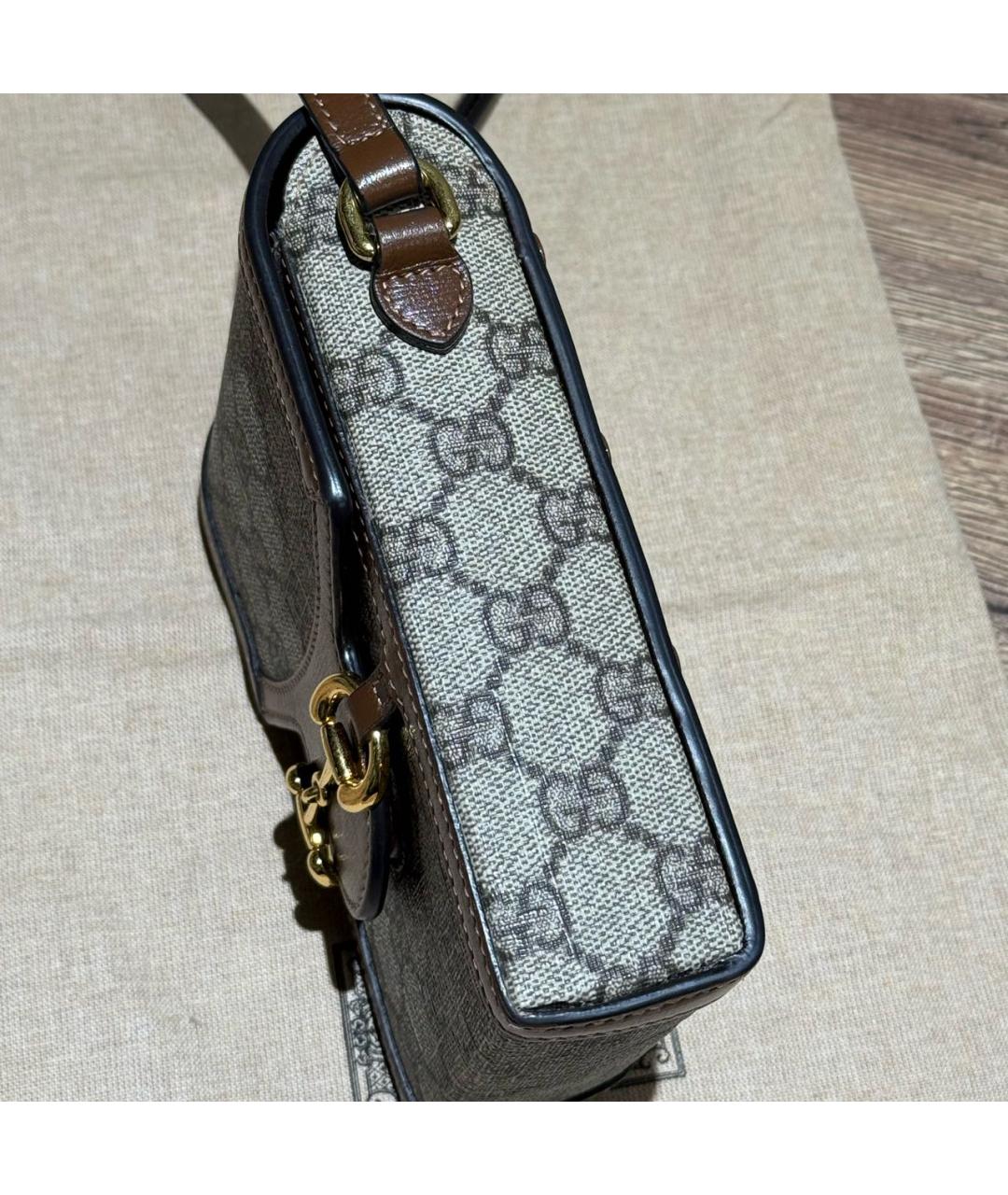 GUCCI Коричневая кожаная сумка через плечо, фото 5