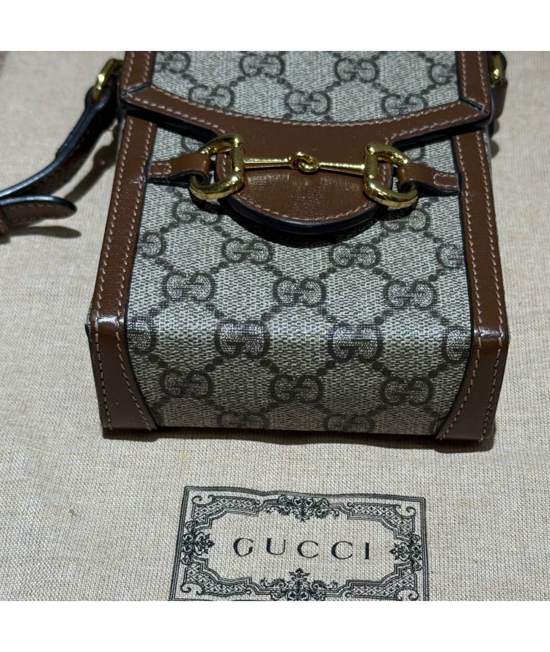 GUCCI Коричневая кожаная сумка через плечо, фото 6