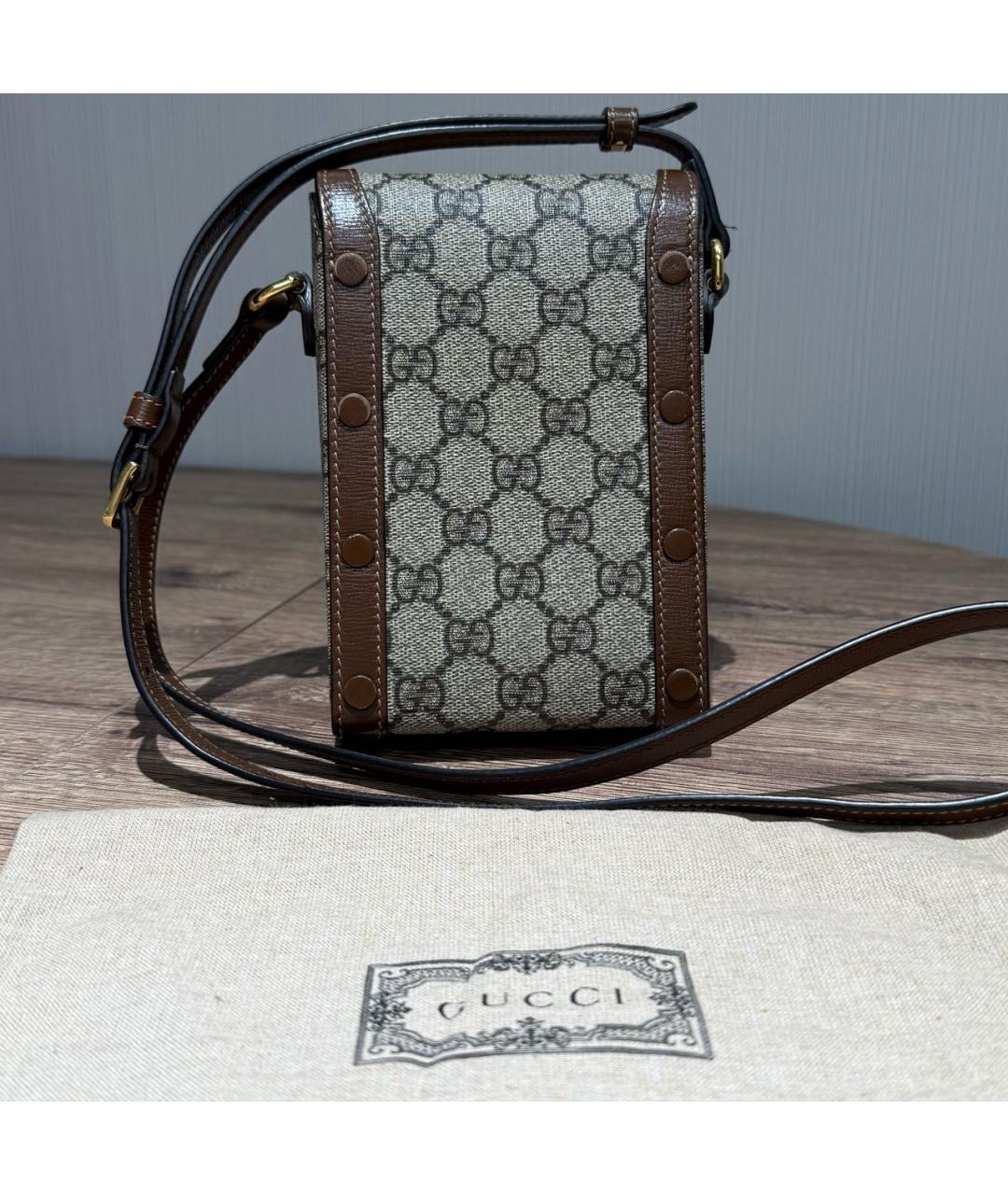 GUCCI Коричневая кожаная сумка через плечо, фото 3