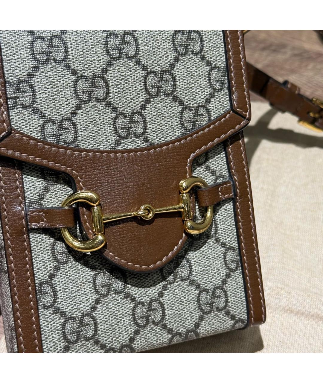 GUCCI Коричневая кожаная сумка через плечо, фото 4