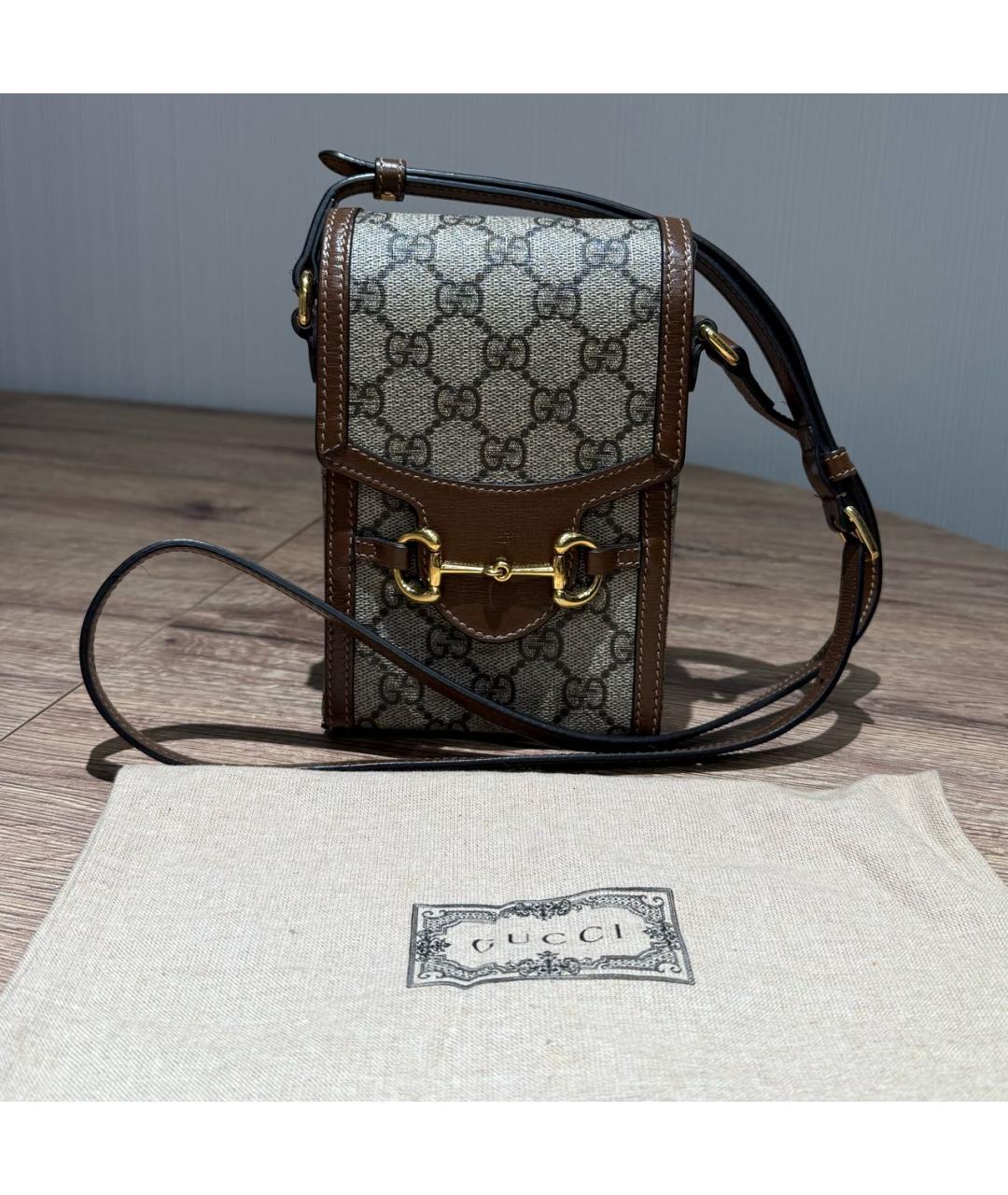 GUCCI Коричневая кожаная сумка через плечо, фото 2