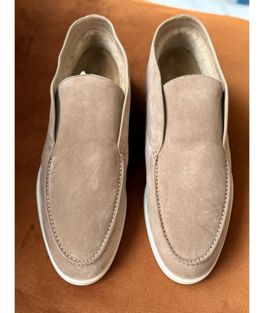 LORO PIANA Бежевые замшевые лоферы, фото 2